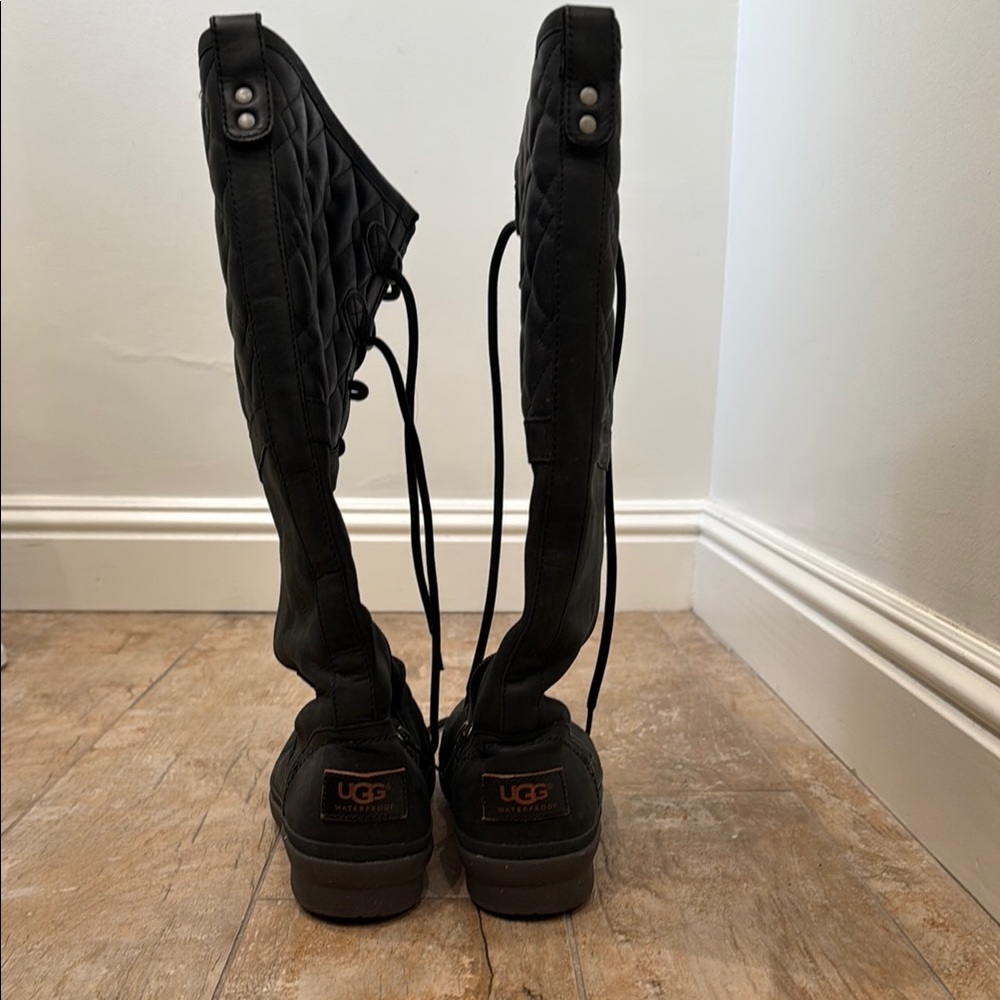 UGG Women's Black Lace Up Quilted Boots